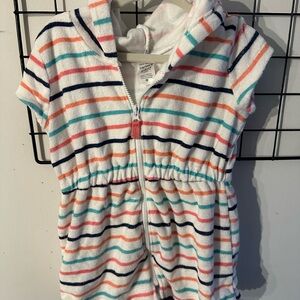 Colorful Striped Hooded Swim Coverup